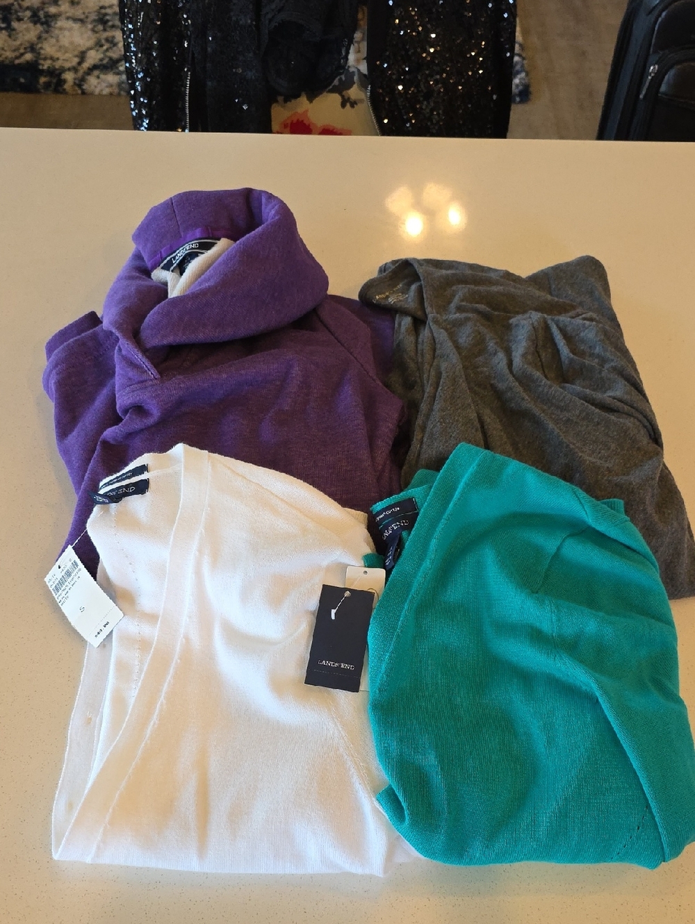 Lands' End Women's Knit Tops in Purple, Gray, White & Teal